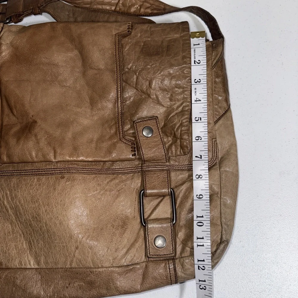 Vintage Hollies Stockholm  Leather Messenger Bag Distressed Tan Patinaed BOHO